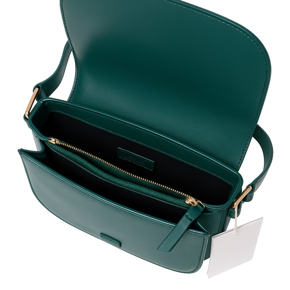 &Other Stories Paris Atelier Saddle Bag - Chrome Free Leather - Emerald Green. - Picture 2 of 8